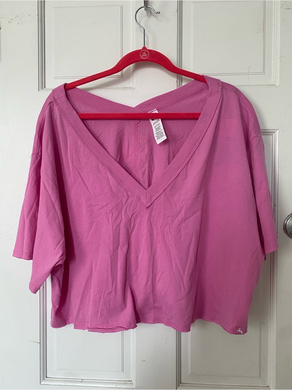 JoyLab V-Neck Boxy Short Sleeve Top - Pink